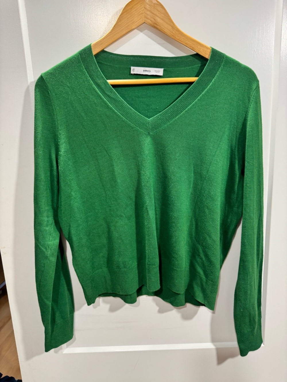Mango Bright Green V-Neck Sweater